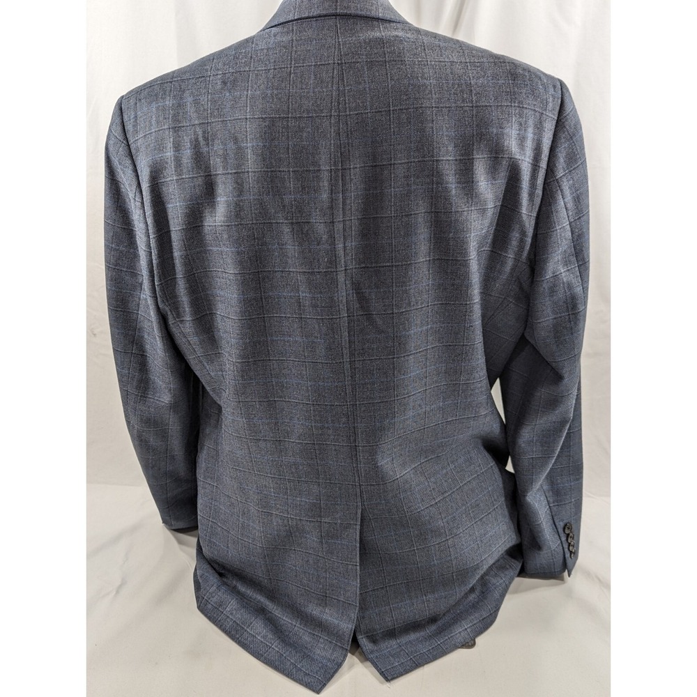 Ralph Lauren Blazer Sport Suit Jacket Coat Silk‎ Wool 44L Blue Gray Plaid Check - Picture 5 of 14